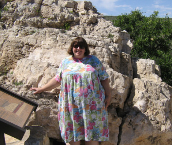 New Mexico:  Meredith on the road up to Carlsbad Caverns